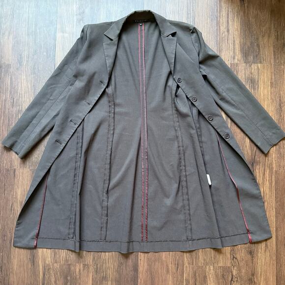 Vintage 90s Brown Longline Blazer Dress Coat Button Front Size 4 - Picture 5 of 9